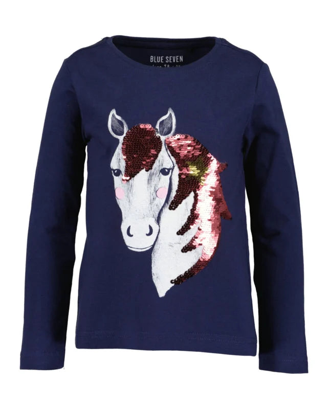 Blue Seven kids shirt Unicorn Donkerblauw