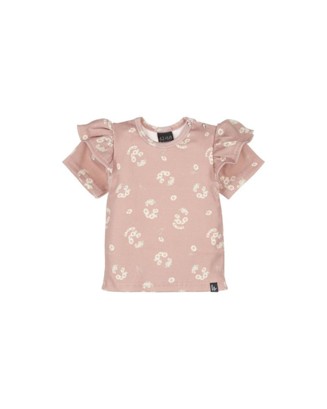 T-Shirt Ruffle Feverfew Earth Rib ( Clay Pink )