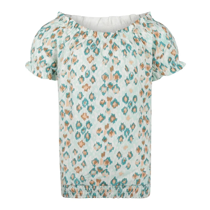 No Way Monday Blouse Panter Light Aqua R50113-1