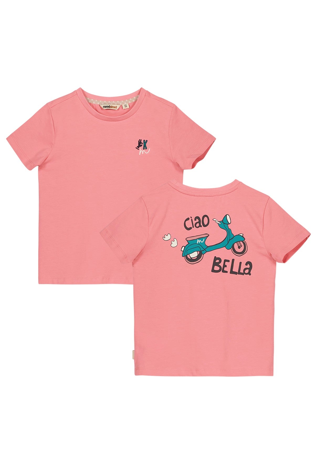 Moodstreet T-shirt Front+Black print Pink M402-5410