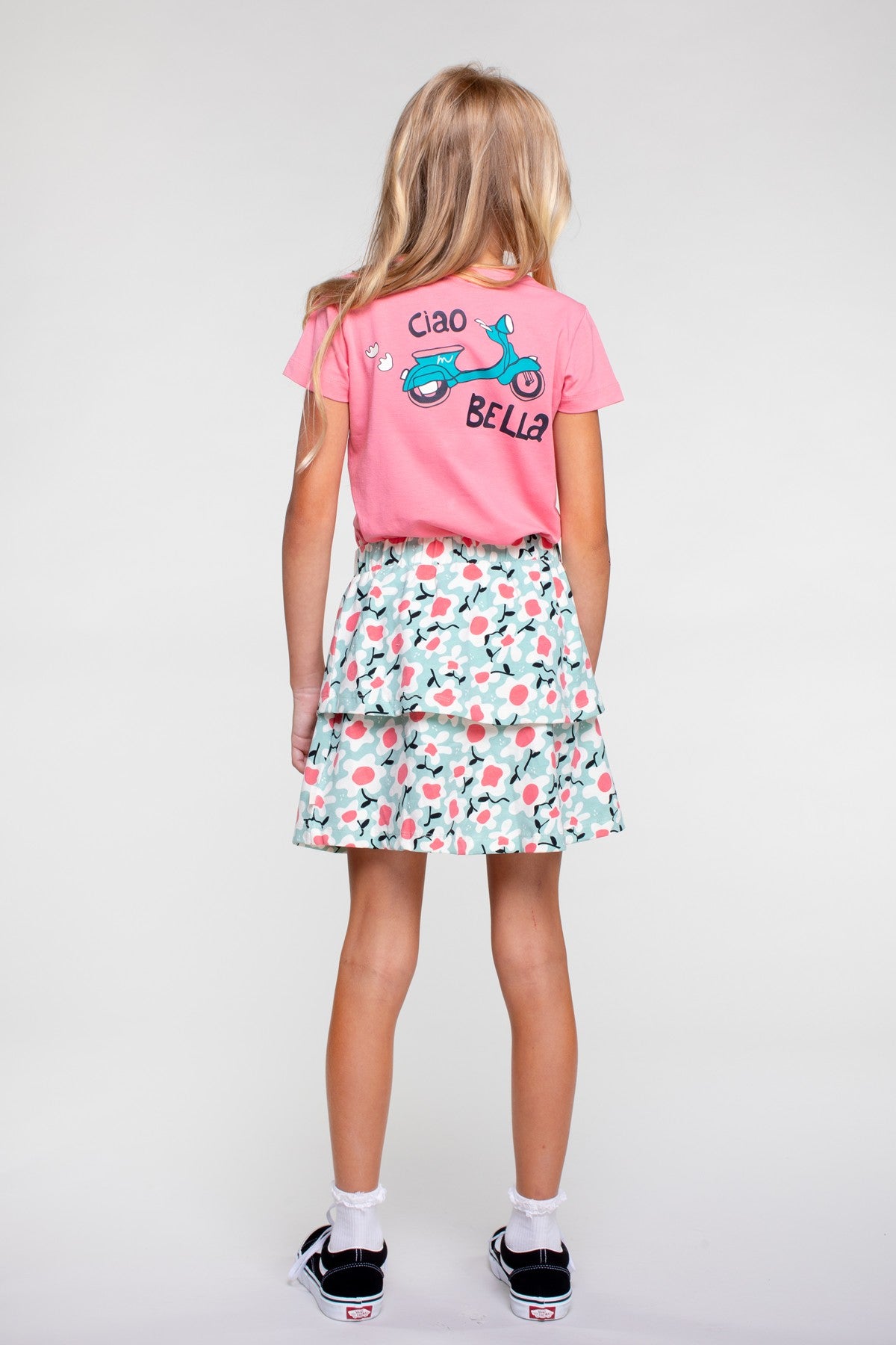 Moodstreet T-shirt Front+Black print Pink M402-5410