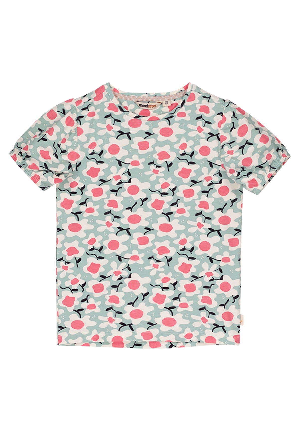 Moodstreet T-shirt AOP Flowers Dusty Mint M402-5411