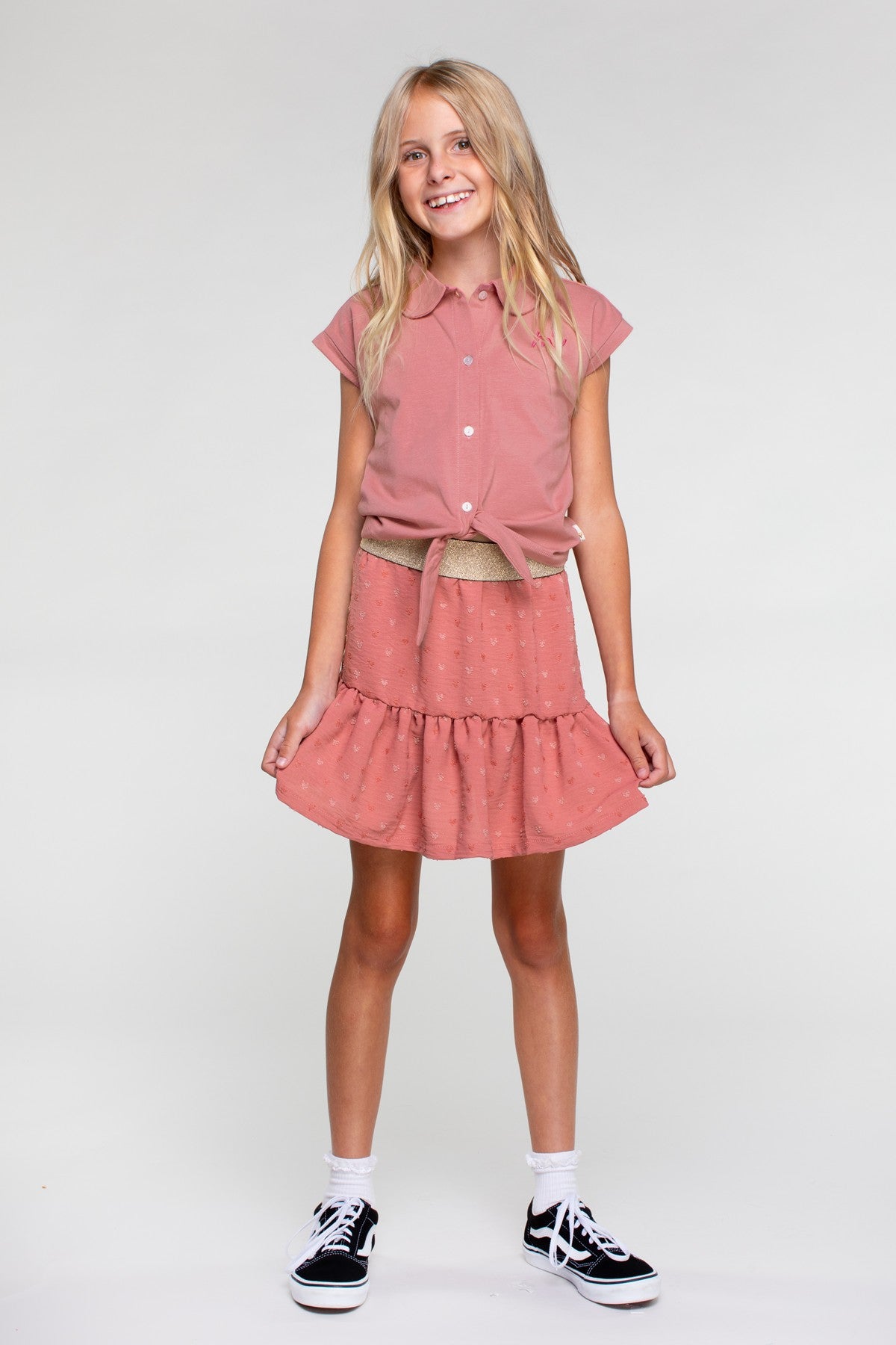 Moodstreet Skirt Structure Ruffle Dusty Roze M402-5798