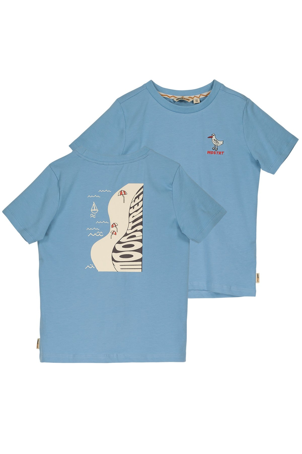 Moodstreet T-shirt Front + Black print Light Blue M402-6430