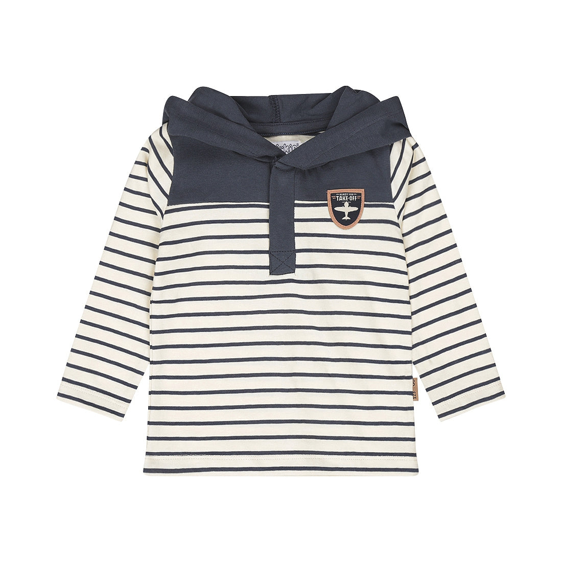 Dirkje Longsleeve met capuchon "Streep"  Navy   Q52725